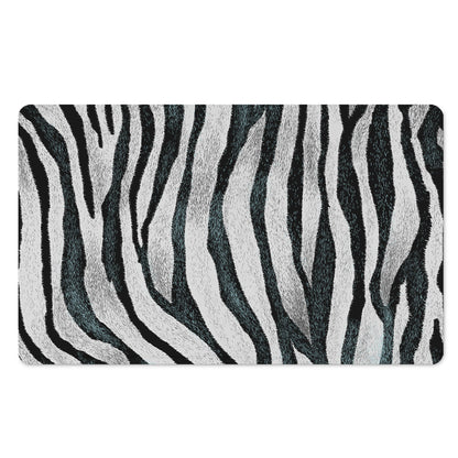White Tiger Stripe Pattern Print Polyester Doormat