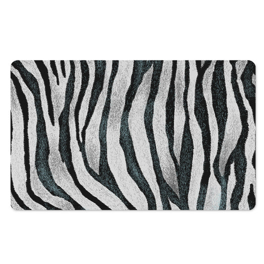 White Tiger Stripe Pattern Print Polyester Doormat
