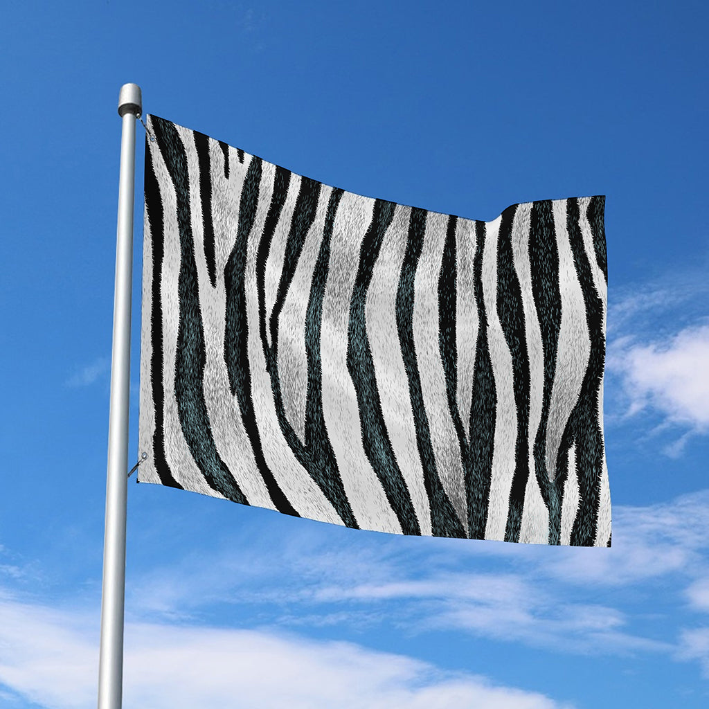 White Tiger Stripe Pattern Print Polyester Flag