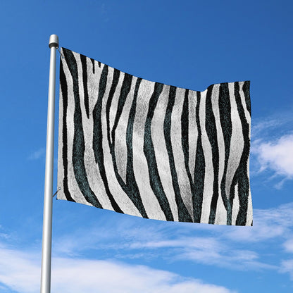 White Tiger Stripe Pattern Print Polyester Flag