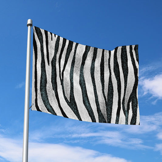 White Tiger Stripe Pattern Print Polyester Flag