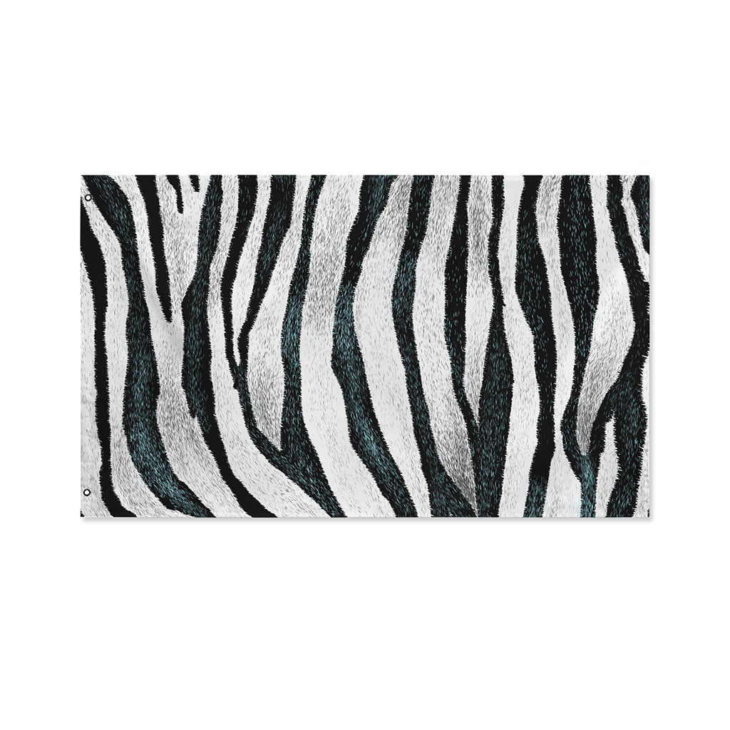 White Tiger Stripe Pattern Print Polyester Flag