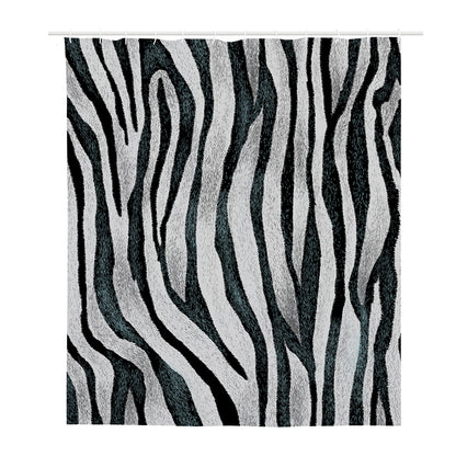 White Tiger Stripe Pattern Print Polyester Shower Curtain