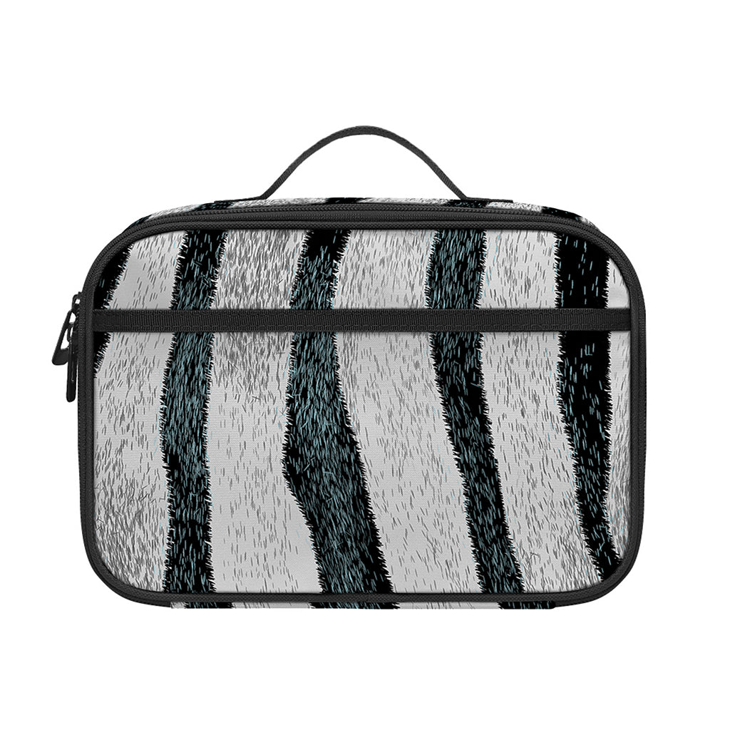 White Tiger Stripe Pattern Print Portable Lunch Bag
