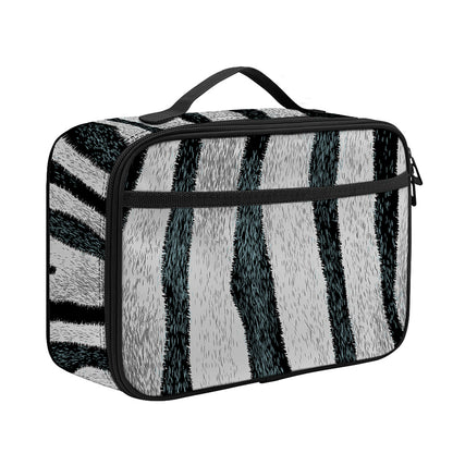 White Tiger Stripe Pattern Print Portable Lunch Bag