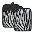 White Tiger Stripe Pattern Print Pot Holders With Pocket