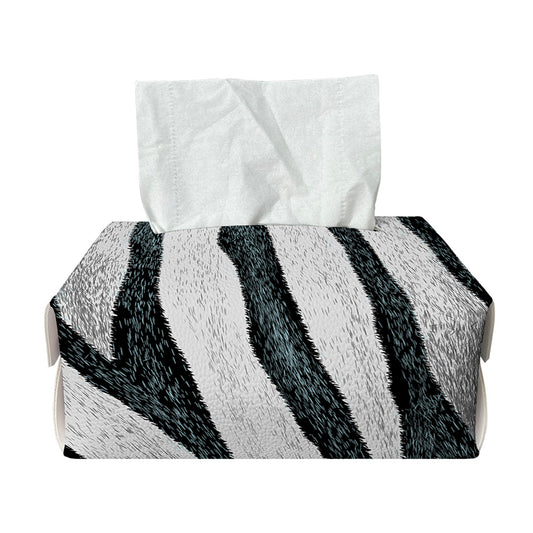 White Tiger Stripe Pattern Print Rectangle Tissue Box Cover