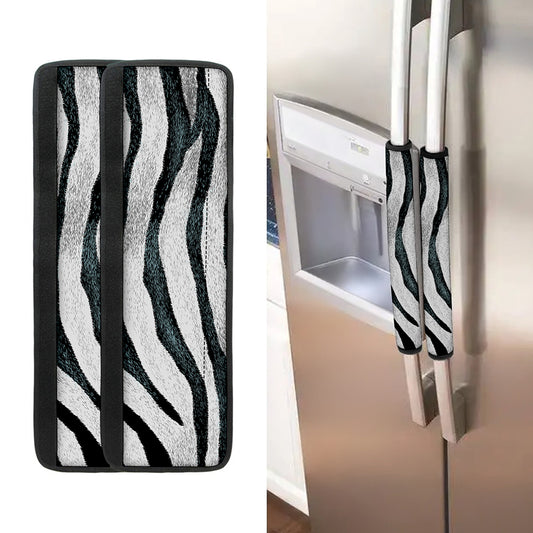 White Tiger Stripe Pattern Print Refrigerator Handle Covers