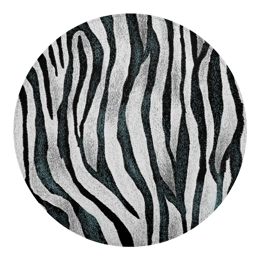White Tiger Stripe Pattern Print Round Blanket