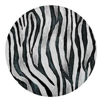 White Tiger Stripe Pattern Print Round Blanket
