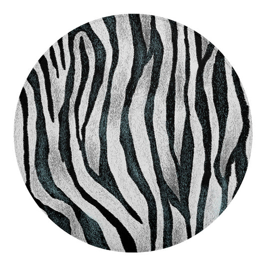 White Tiger Stripe Pattern Print Round Blanket