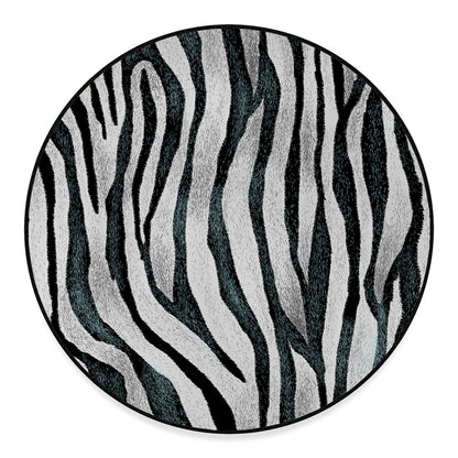 White Tiger Stripe Pattern Print Round Floor Mat