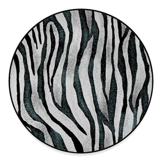 White Tiger Stripe Pattern Print Round Floor Mat