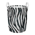 White Tiger Stripe Pattern Print Round Laundry Basket