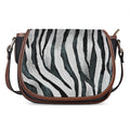 White Tiger Stripe Pattern Print Saddle Bag