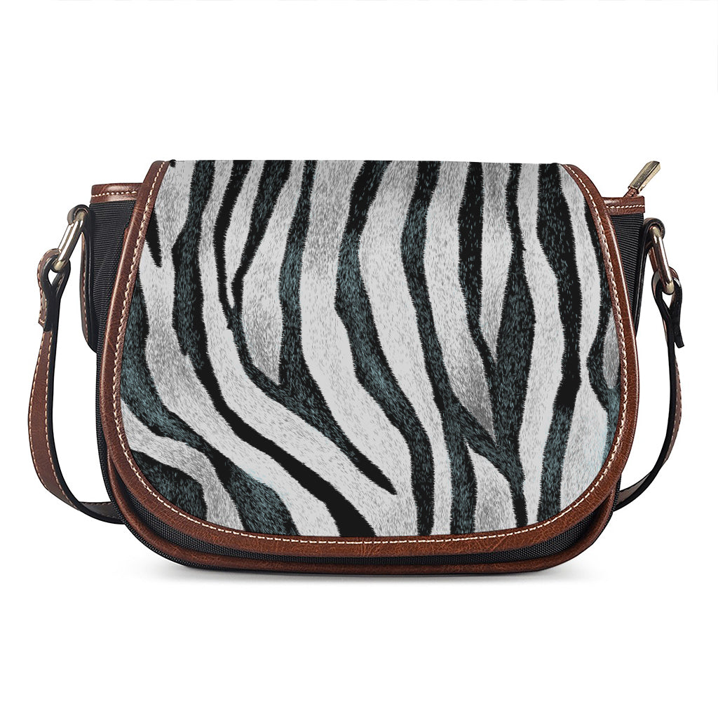 White Tiger Stripe Pattern Print Saddle Bag