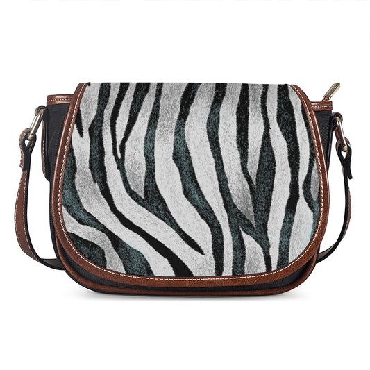 White Tiger Stripe Pattern Print Saddle Bag