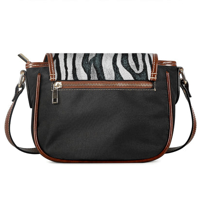 White Tiger Stripe Pattern Print Saddle Bag