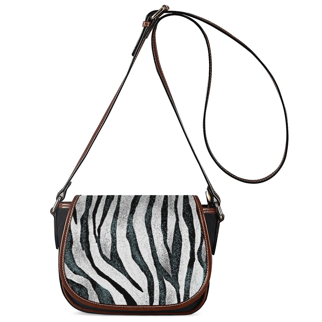 White Tiger Stripe Pattern Print Saddle Bag