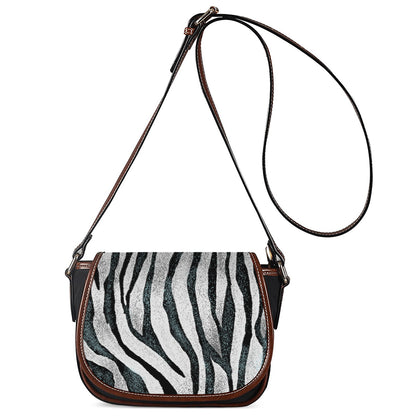 White Tiger Stripe Pattern Print Saddle Bag