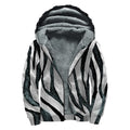 White Tiger Stripe Pattern Print Sherpa Lined Zip Up Hoodie