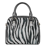 White Tiger Stripe Pattern Print Shoulder Handbag