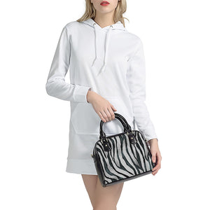 White Tiger Stripe Pattern Print Shoulder Handbag