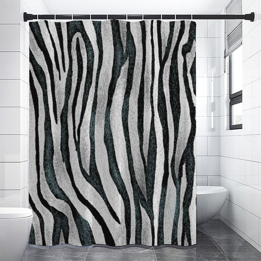 White Tiger Stripe Pattern Print Shower Curtain