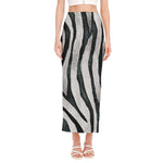 White Tiger Stripe Pattern Print Side Slit Maxi Skirt