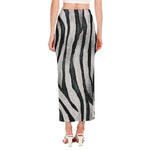 White Tiger Stripe Pattern Print Side Slit Maxi Skirt