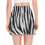 White Tiger Stripe Pattern Print Side Slit Mini Skirt