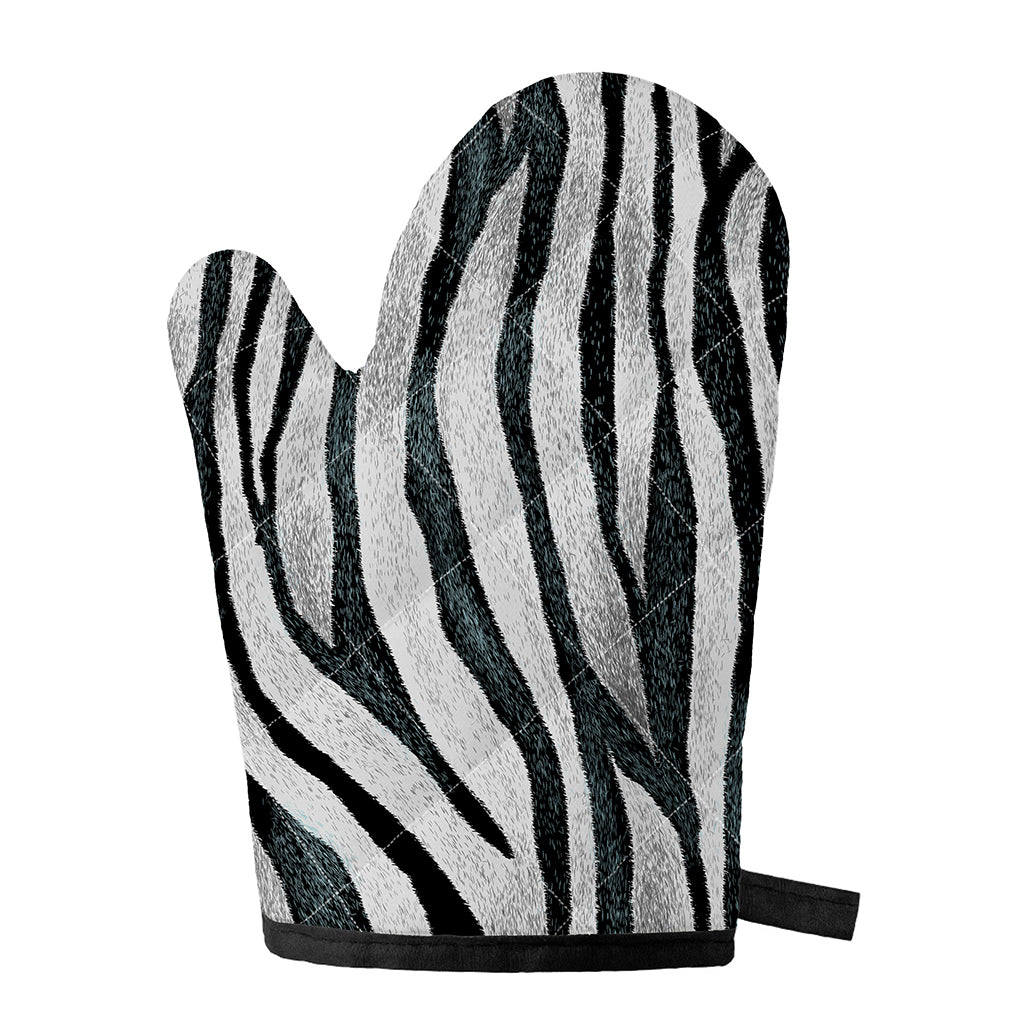 White Tiger Stripe Pattern Print Single Oven Mitt