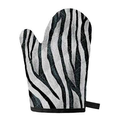 White Tiger Stripe Pattern Print Single Oven Mitt