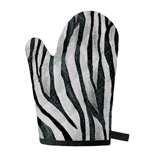 White Tiger Stripe Pattern Print Single Oven Mitt
