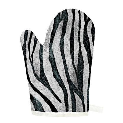 White Tiger Stripe Pattern Print Single Oven Mitt
