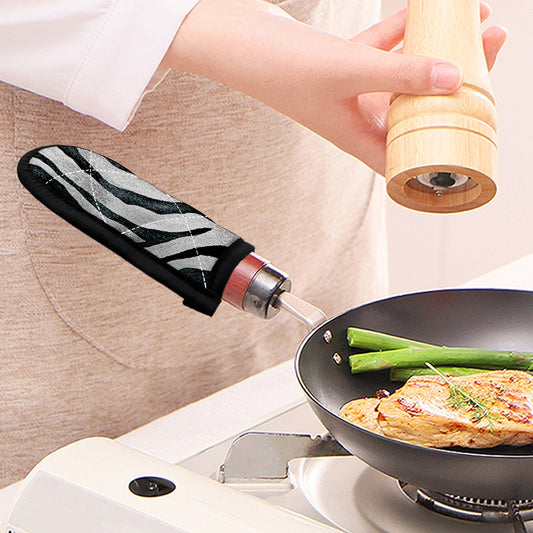 White Tiger Stripe Pattern Print Skillet Handle Cover