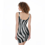 White Tiger Stripe Pattern Print Sleeveless Bodycon Dress