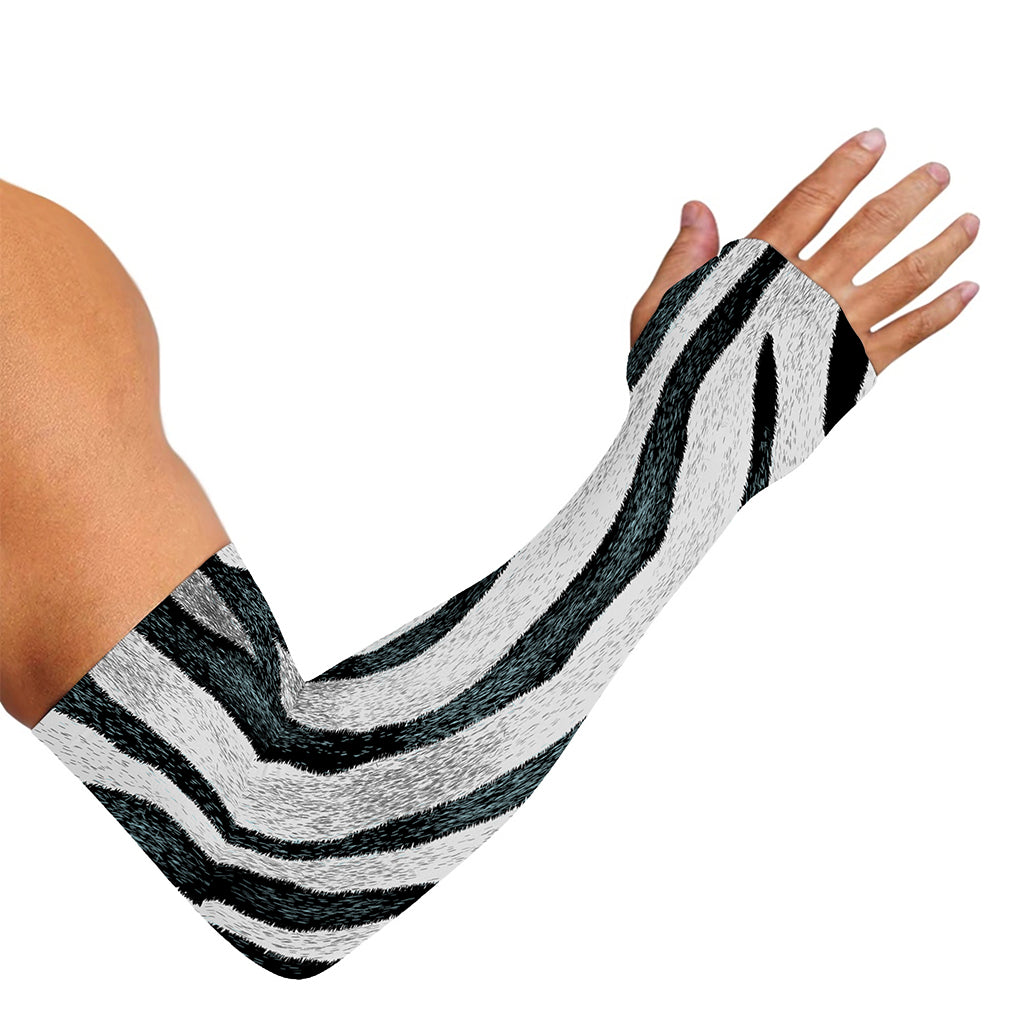 White Tiger Stripe Pattern Print Sun Protection Arm Sleeves
