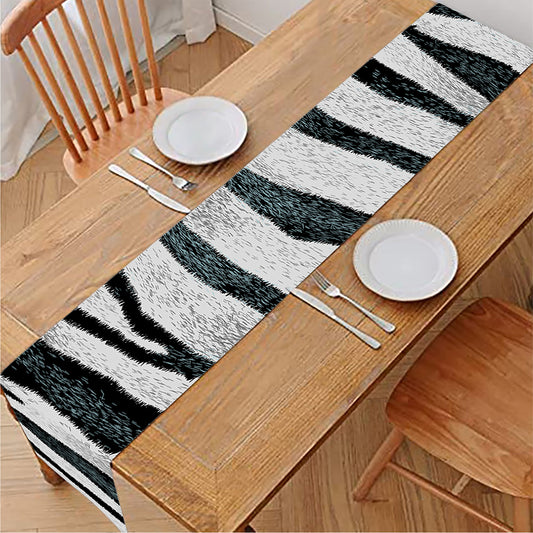 White Tiger Stripe Pattern Print Table Runner