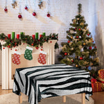 White Tiger Stripe Pattern Print Tablecloth