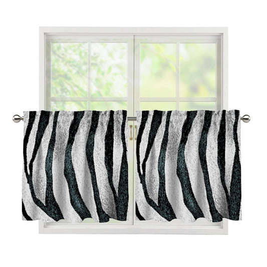 White Tiger Stripe Pattern Print Tier Curtains