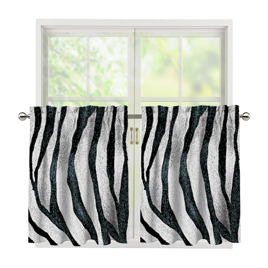 White Tiger Stripe Pattern Print Tier Curtains