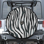 White Tiger Stripe Pattern Print Tire Cover With Camera Hole