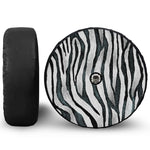White Tiger Stripe Pattern Print Tire Cover With Camera Hole