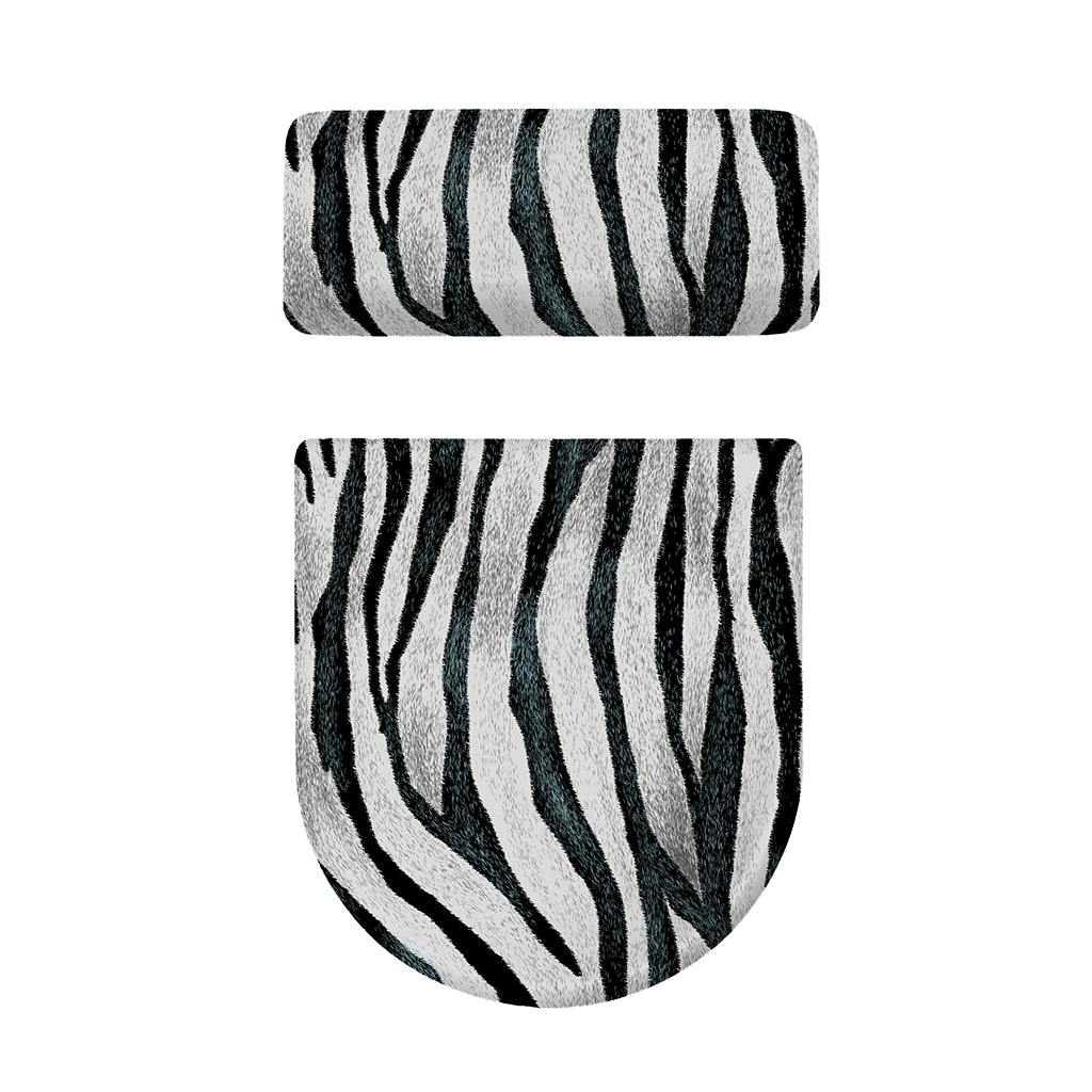 White Tiger Stripe Pattern Print Toilet Lid And Tank Cover Set