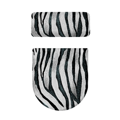 White Tiger Stripe Pattern Print Toilet Lid And Tank Cover Set
