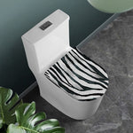 White Tiger Stripe Pattern Print Toilet Lid Cover