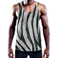 White Tiger Stripe Pattern Print Men's Workout Tank Top