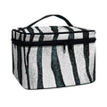 White Tiger Stripe Pattern Print Travel Makeup Bag