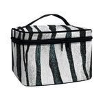 White Tiger Stripe Pattern Print Travel Makeup Bag